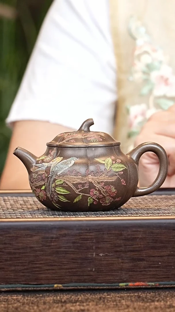 茶壶紫砂小鱼WF筋纹茄瓜 寅春青玉段 170cc