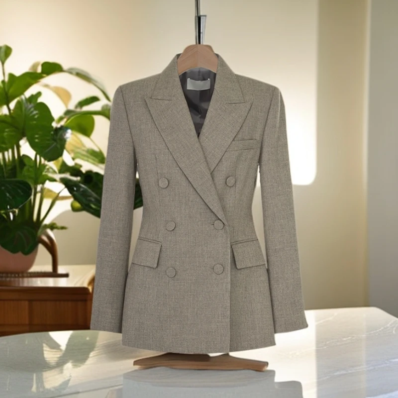 时尚收腰显瘦黑色西装外套女2025春秋新款韩版复古休闲高级小西服