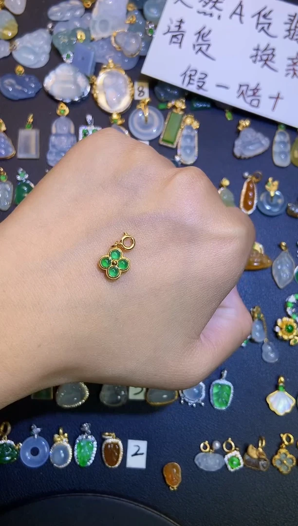 翡翠银S925镶嵌吊坠(不含链)天然A货翡翠