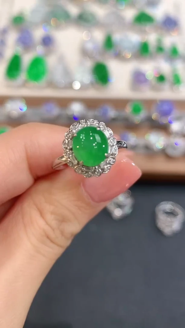 18K金镶嵌戒指翡翠a94