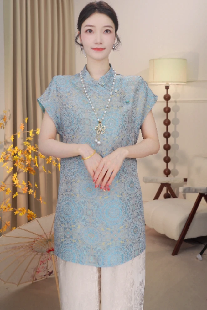 【宝相花】夏季新款百搭新中式国风斜襟小衫2025B9176——小云