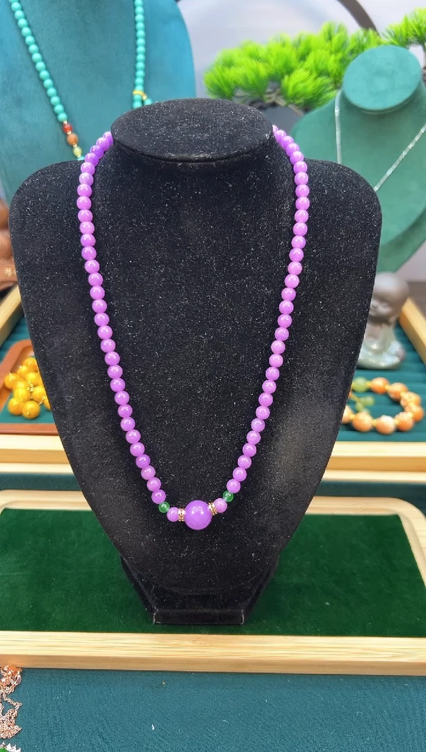 翡翠14K金镶嵌颈饰X737