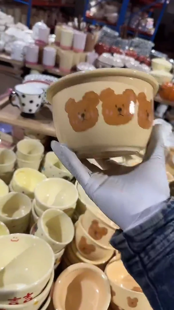 陶瓷小熊面碗微瑕 凑满20元包邮