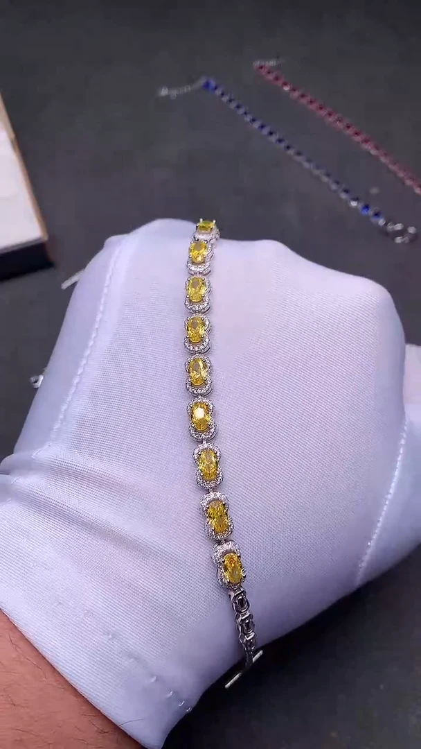 【闪购商品】彩色蓝宝石手链银S925镶嵌.......