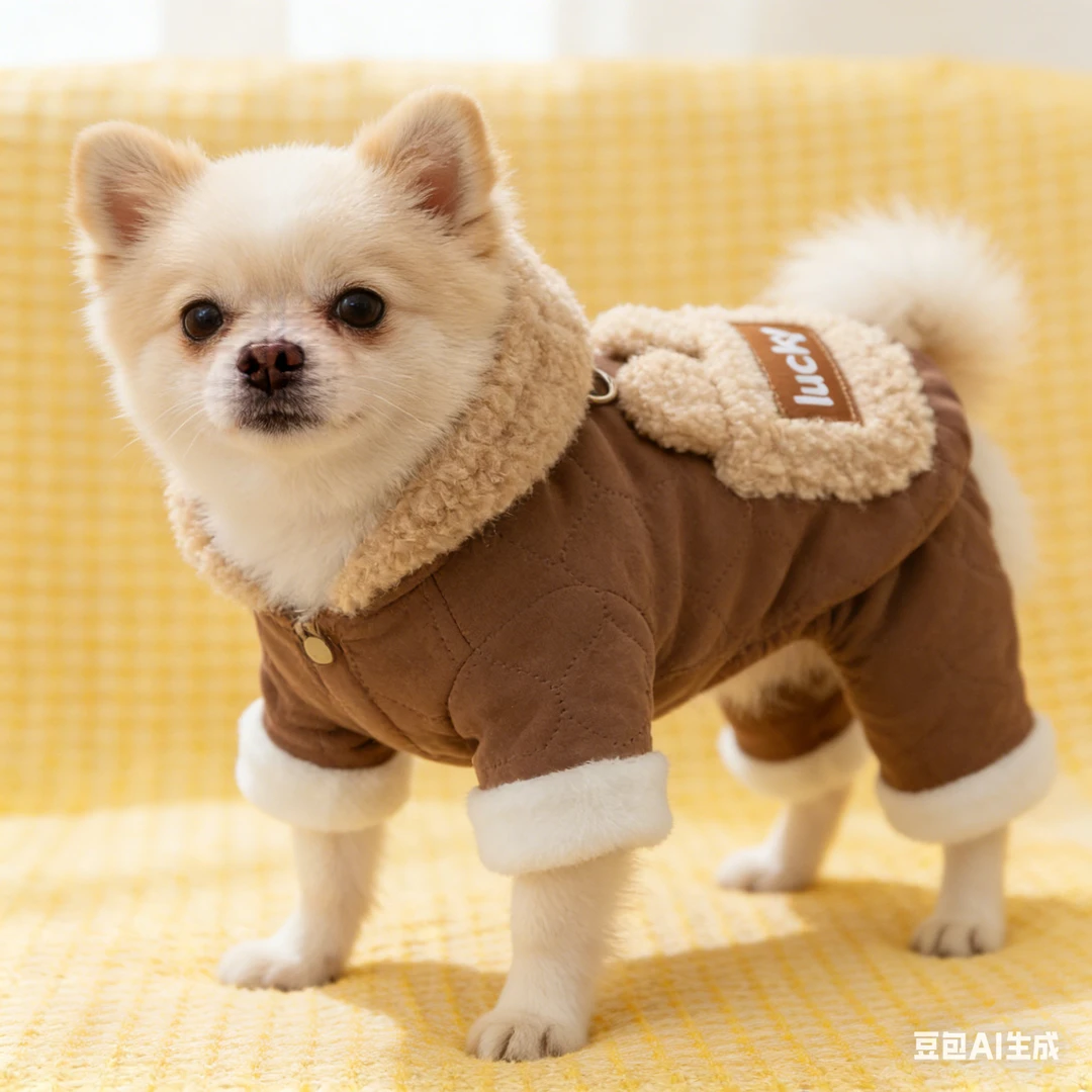 狗衣服秋冬季加厚保暖口袋牵引猫咪宠物服装比熊四脚棉衣狗衣服