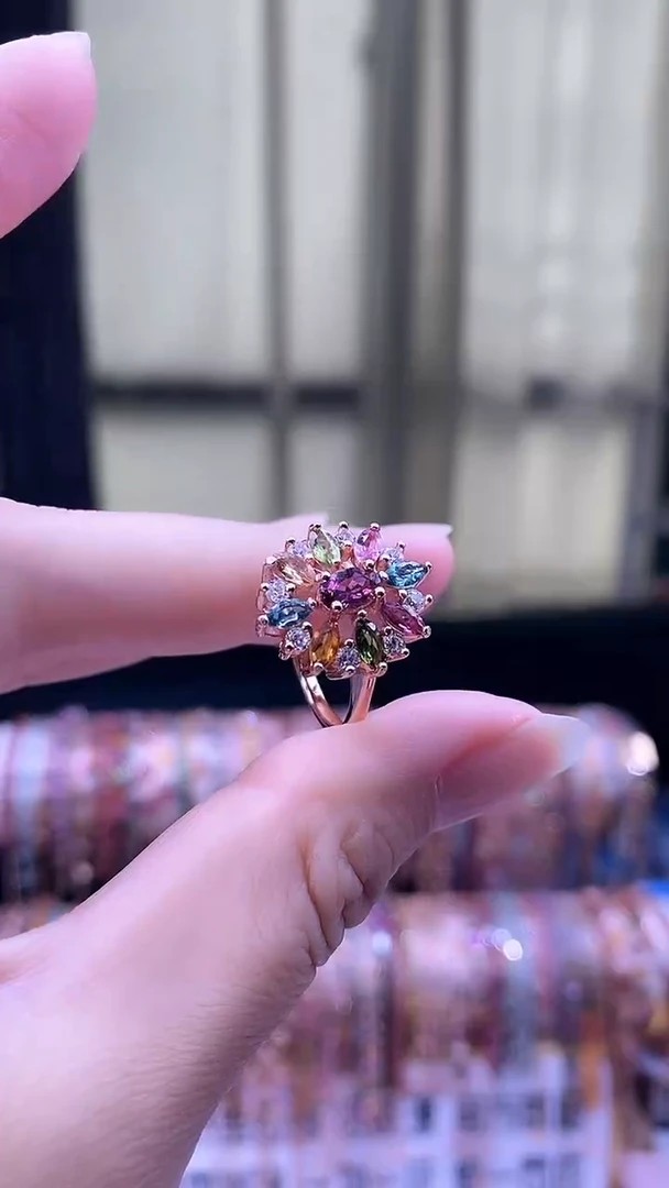 戒指银S925镶嵌碧玺54354354354354