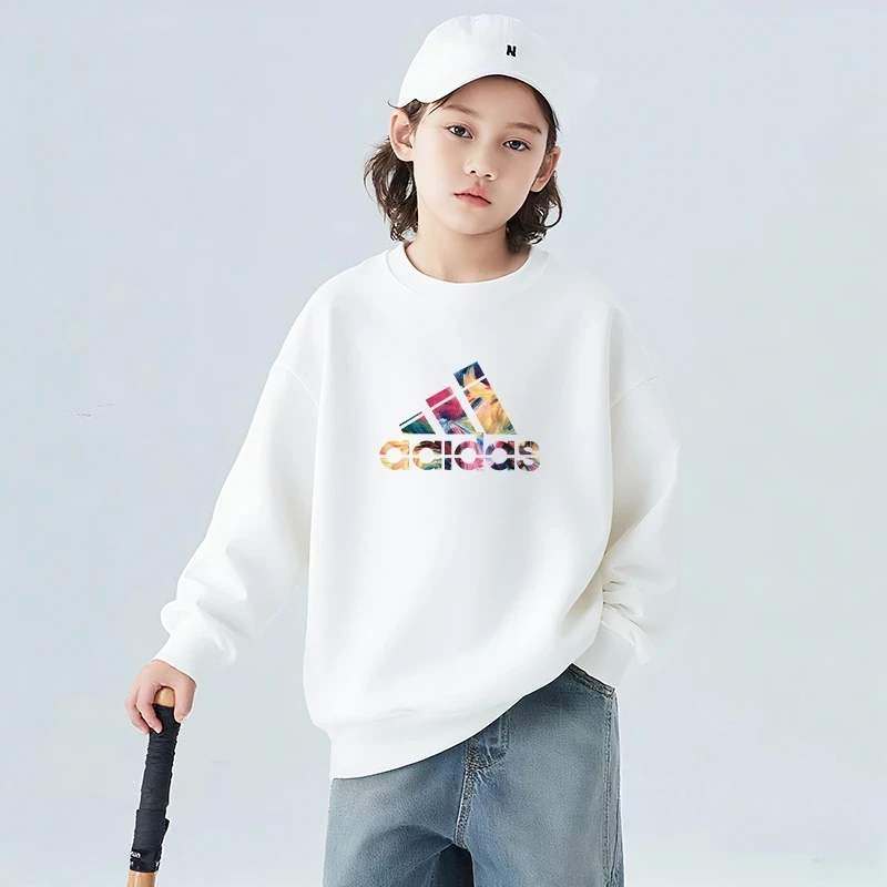 白色男童圆领卫衣春秋款2026新款儿童秋装衣服中大童童装上衣