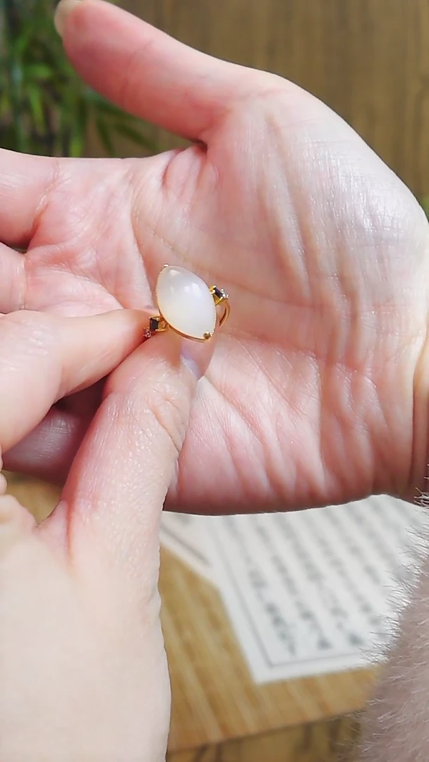 【闪购商品】和田玉戒指未镶嵌和田玉白玉猫眼 戒指