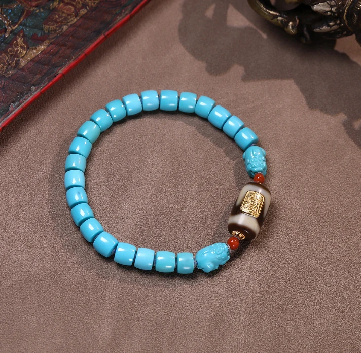 18k金福令度母貔貅绿松石手链S30498-7