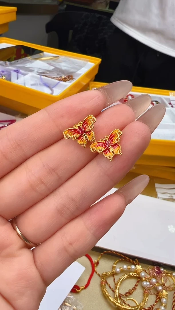 【闪购商品】红宝石耳饰足金镶嵌【SG】0125014