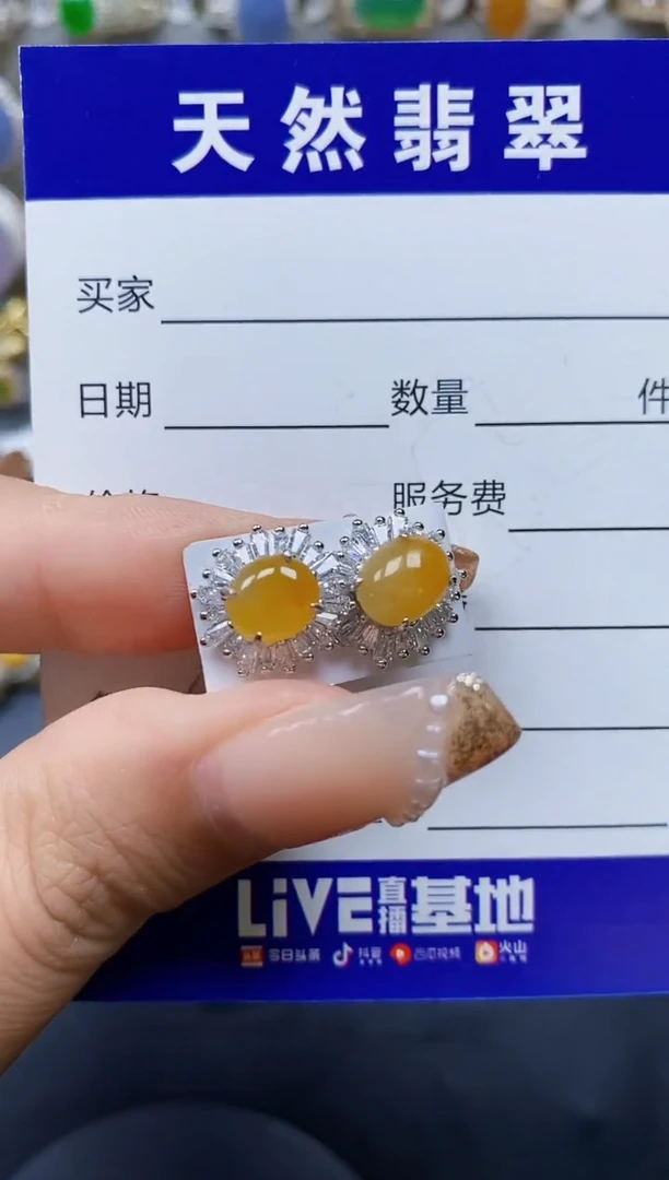 翡翠银S925镶嵌耳饰483