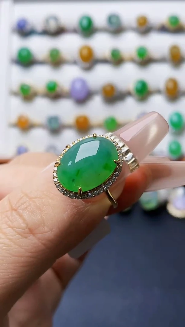 银S925镶嵌戒指翡翠4380