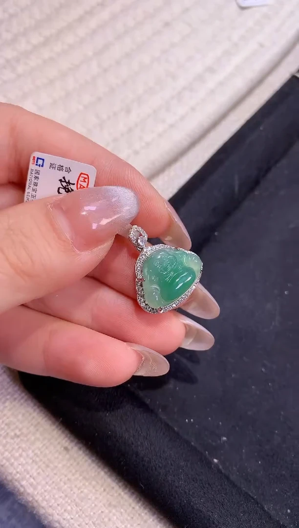 翡翠银S925镶嵌吊坠(不含链)【挽石珠宝】佛公