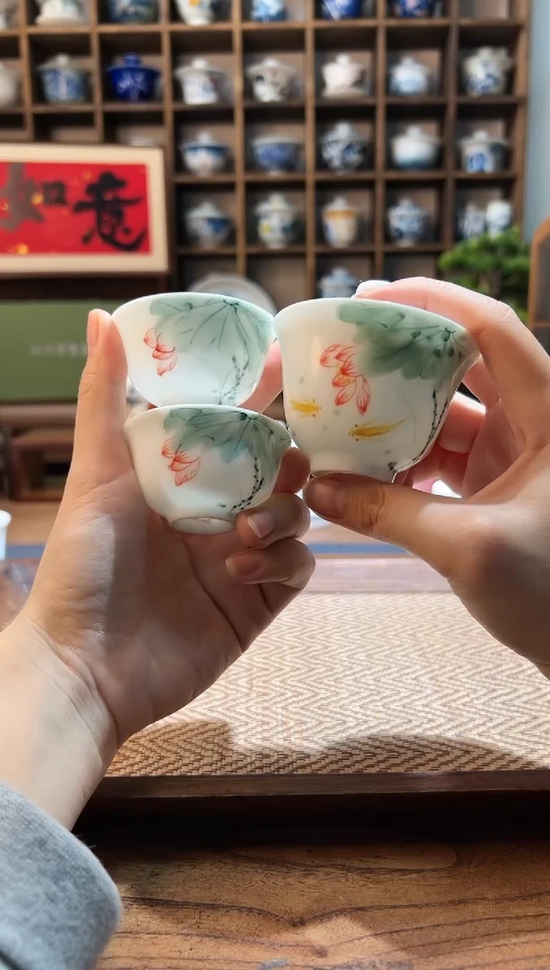 【闪购商品】五彩荷花迷你盖碗+2个客杯