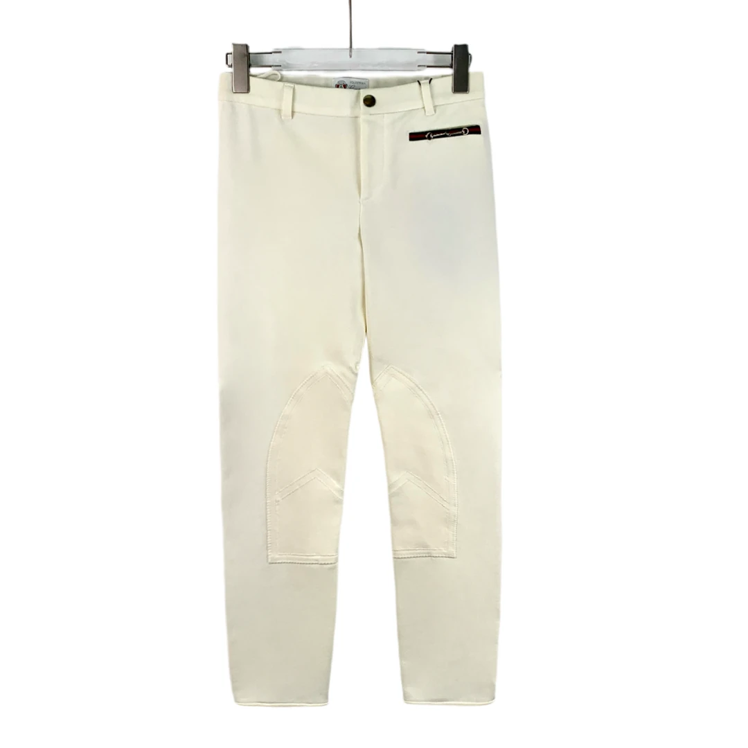 95新 GUCCI/古驰 EW0105 米白色条纹织带棉质休闲长裤 38 S码