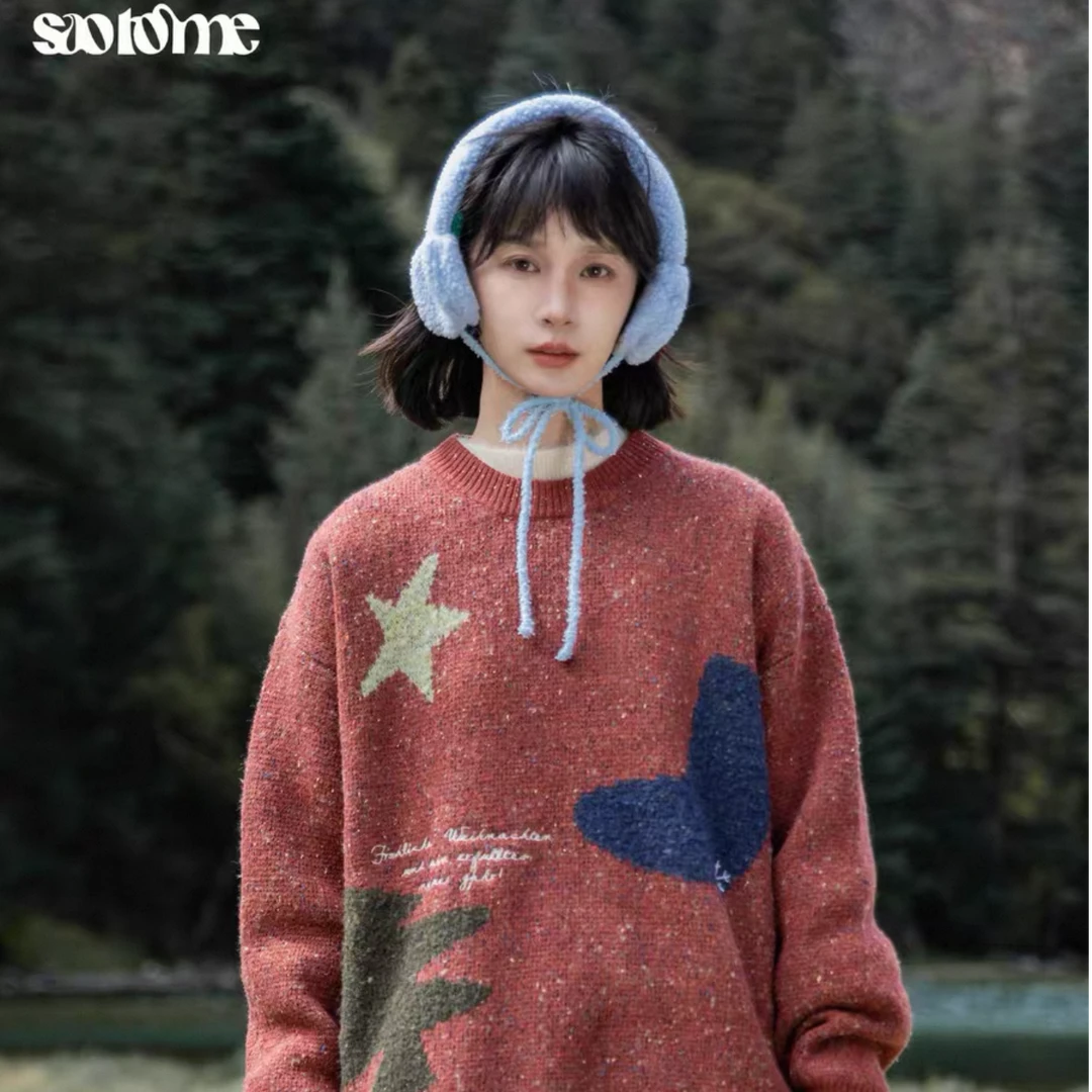 【圣诞款】早乙女惠子saotome 日系复古提花刺绣彩点纱线毛衣4447