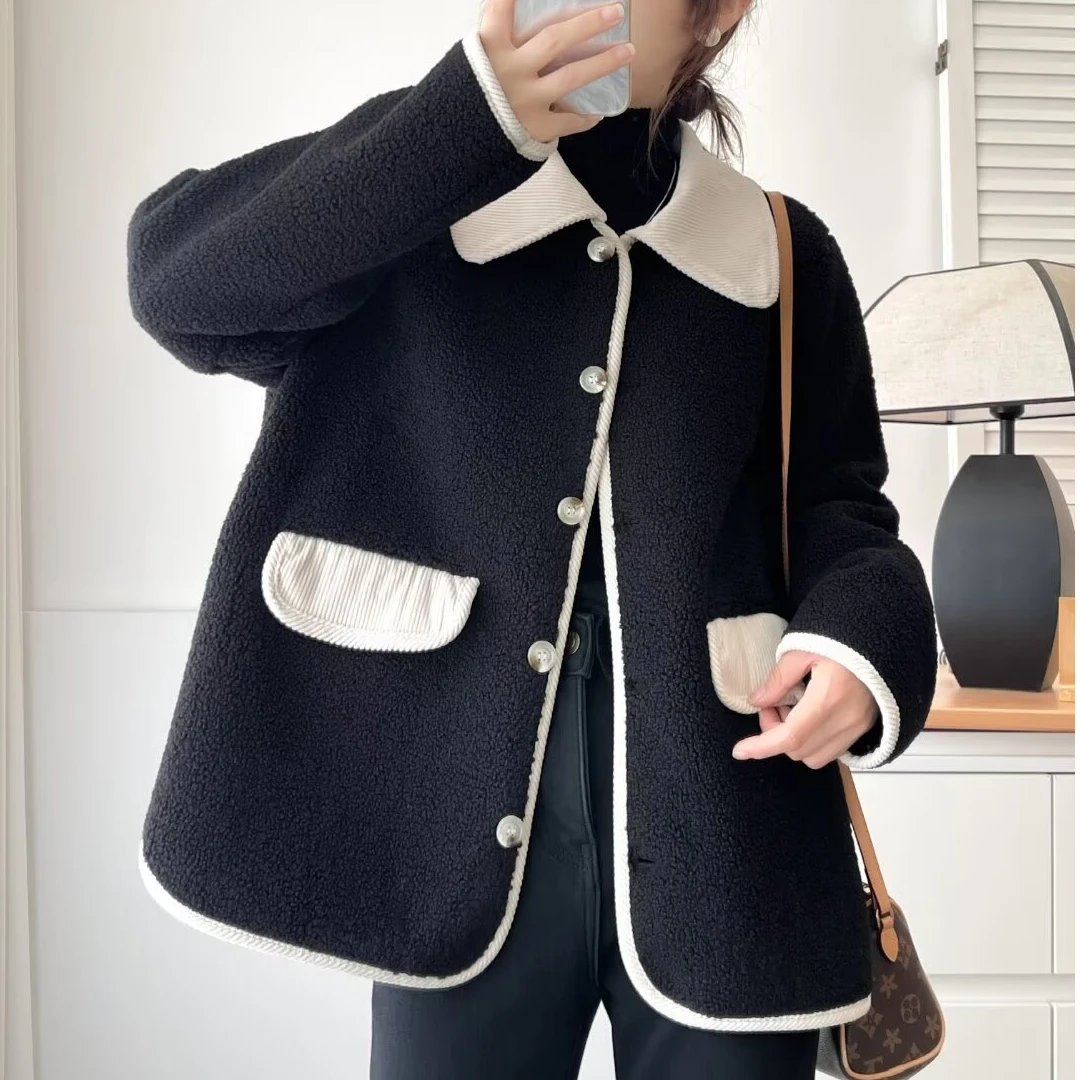 羊羔毛大码韩版外套女早春新款加厚显瘦棉衣棉服棉袄
