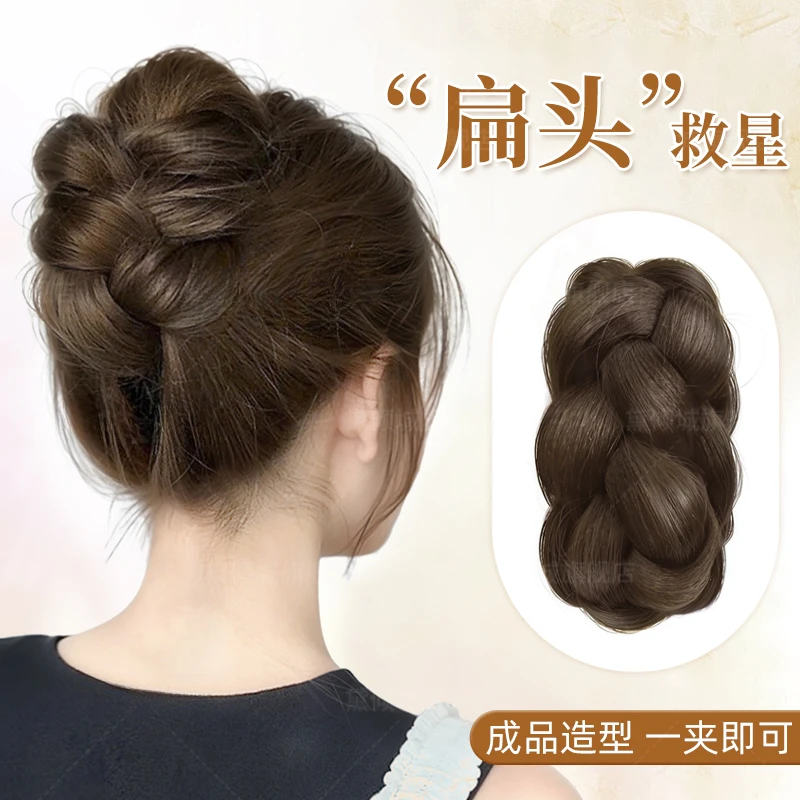 丸子头假发一体式花苞头盘发神器气质蓬松发包增发后脑勺假发抓夹