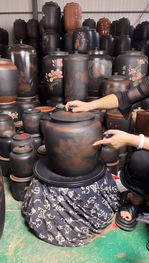 罐瑕疵小茶缸高35cm 荷花 552
