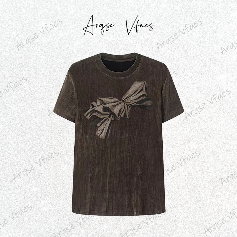 [ARQSEVFAES正品]—2025夏季圆领蝴蝶结印花T恤上衣AR613015