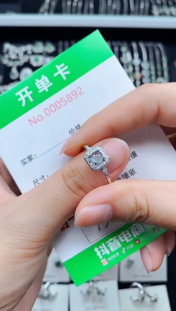 翡翠戒指银S925镶嵌5892