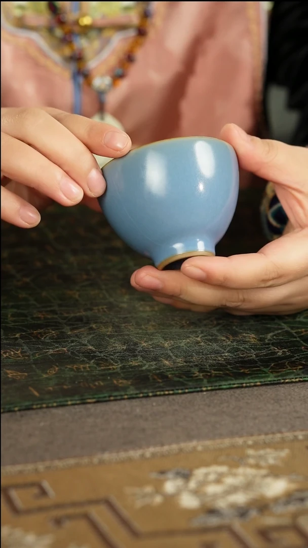 善窑厂汝窑星空蓝鸡心杯