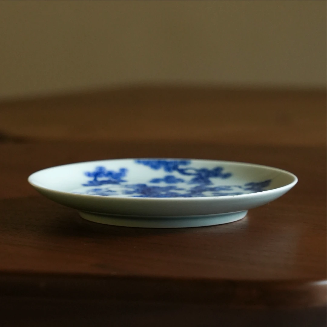 【云人访】谷雨山房 谷雨敬制 天蓝釉青花虬松澹月承 壶承