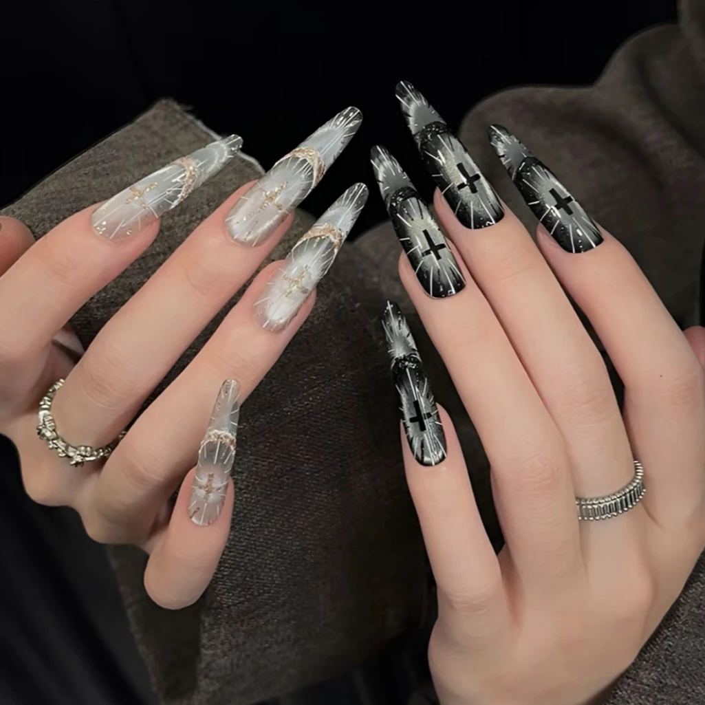 【圣光神谕】轻奢重工手绘猫眼美甲款式推荐2025爆款高级穿戴美甲