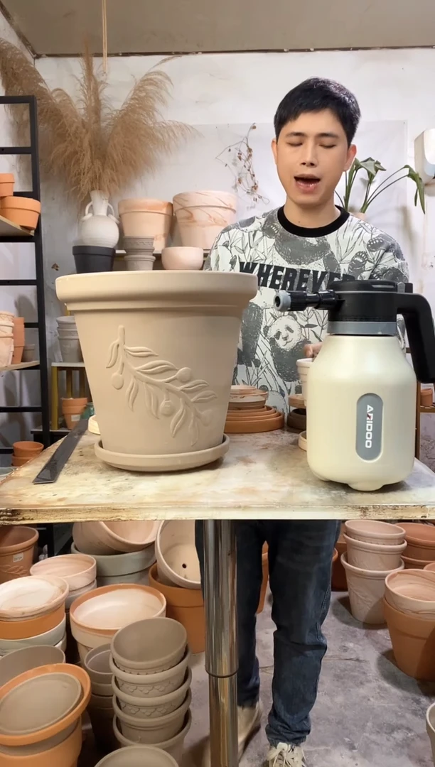 30*27灰陶橄榄枝 1盆1托