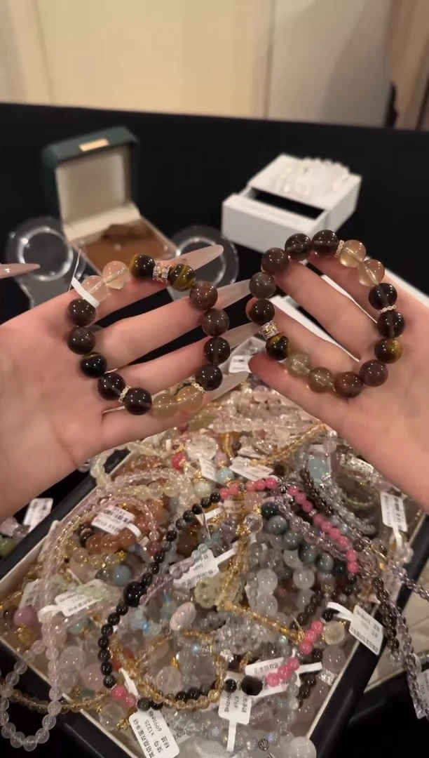 水晶手链合金黑金超多宝x973