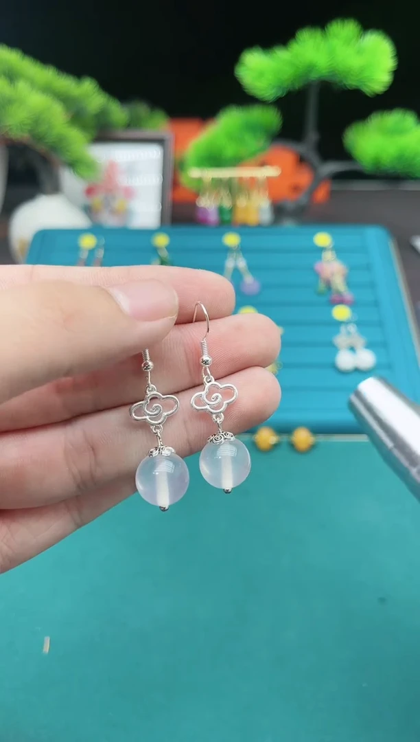 【闪购商品】玛瑙/玉髓耳钉银S925镶嵌514000