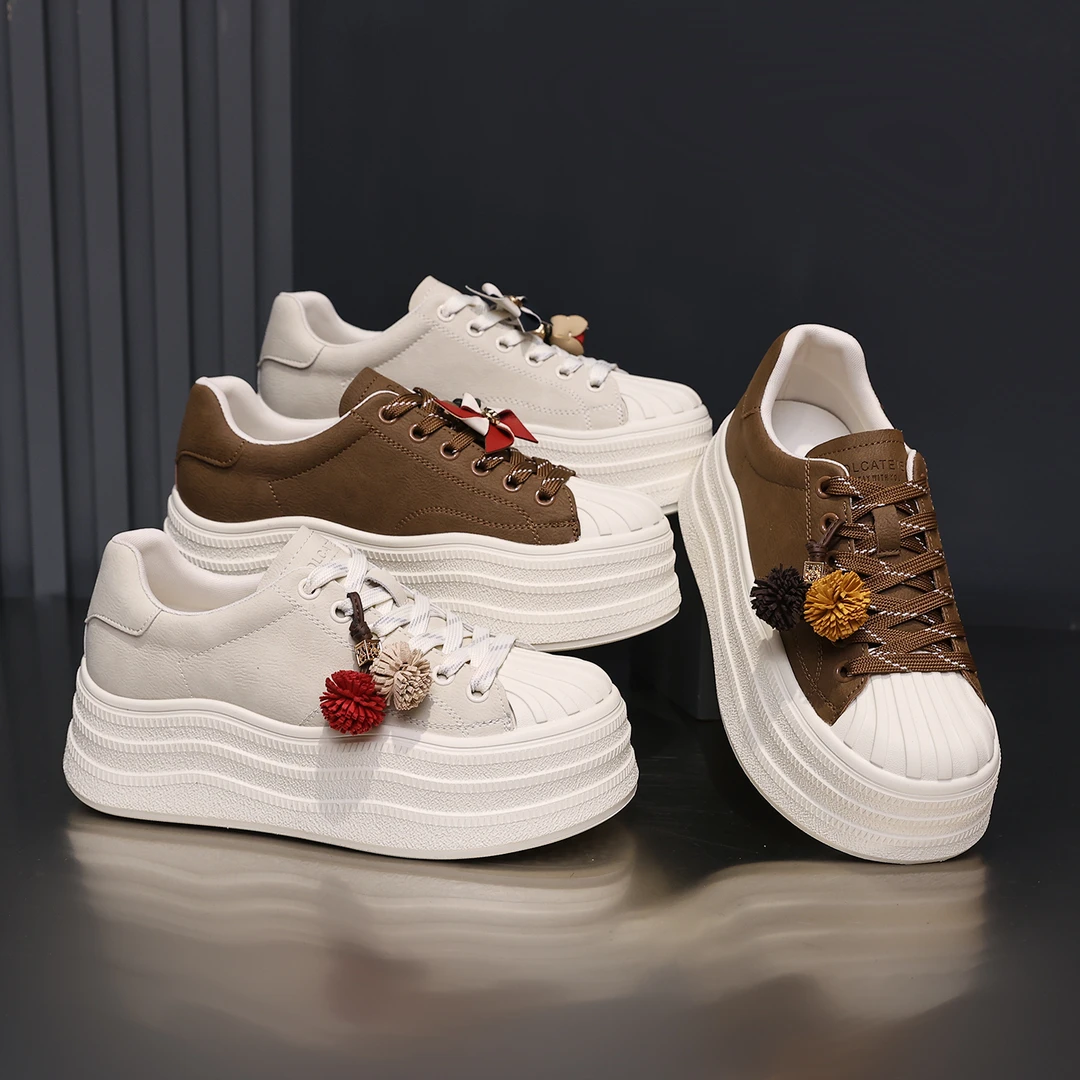 殊彩6CM厚底增高小白鞋女2025秋款小个子百搭欧若风运动休闲板鞋