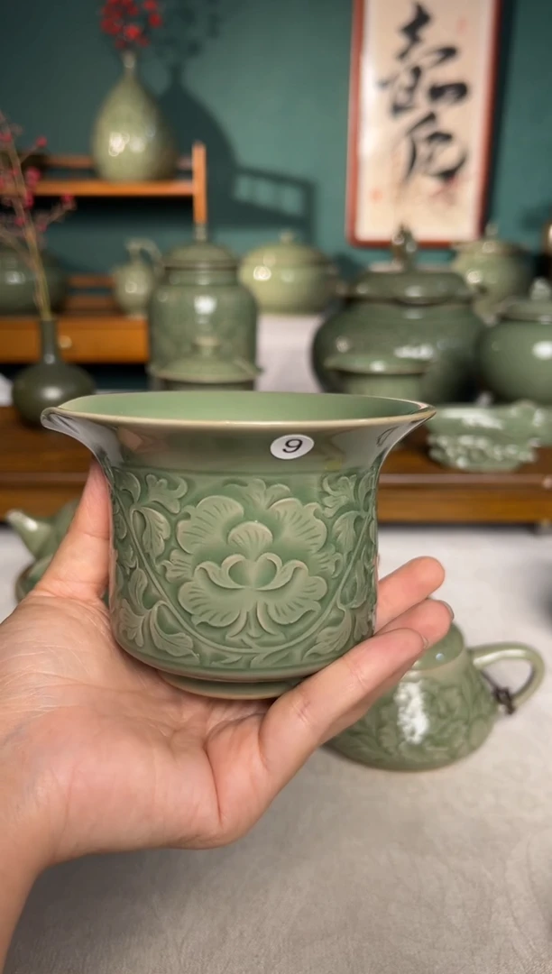 其他纯手工缠枝牡丹马蹄公道杯9号