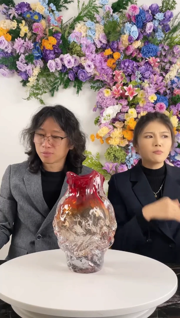 手工艺品琉璃旺得琉璃纯手工渐变福袋花器摆件