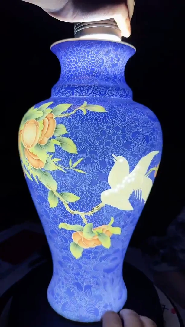 摆件柿柿如意扒花瓶宝石蓝