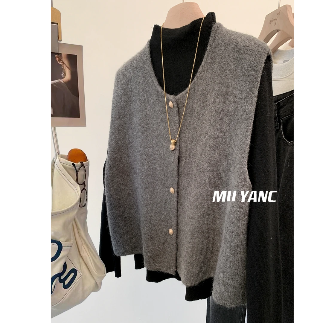 1681灰色马甲背心宽松针织衫百搭套头时尚新款打底休闲