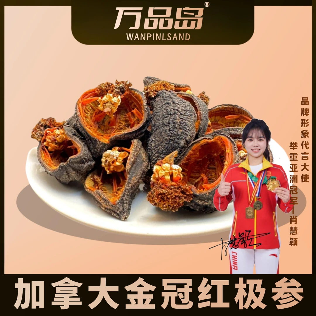 万品岛【精选】加拿大金冠红极参北大西洋纯淡干货海参