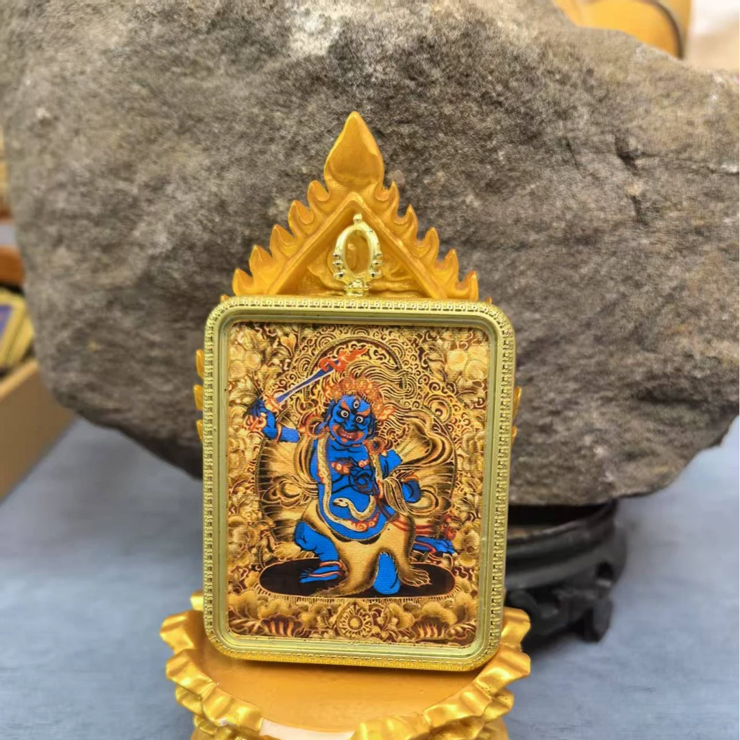 （鸡)不动明王单面双面唐卡手绘+描金守护生肖属相八本命唐卡吊坠