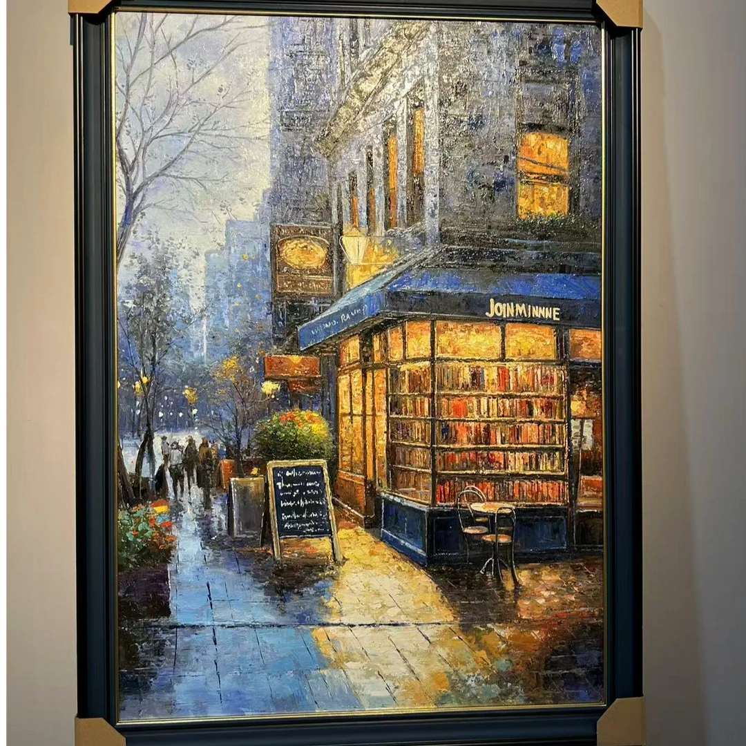 手绘油画厚油刀笔结合欧式街景