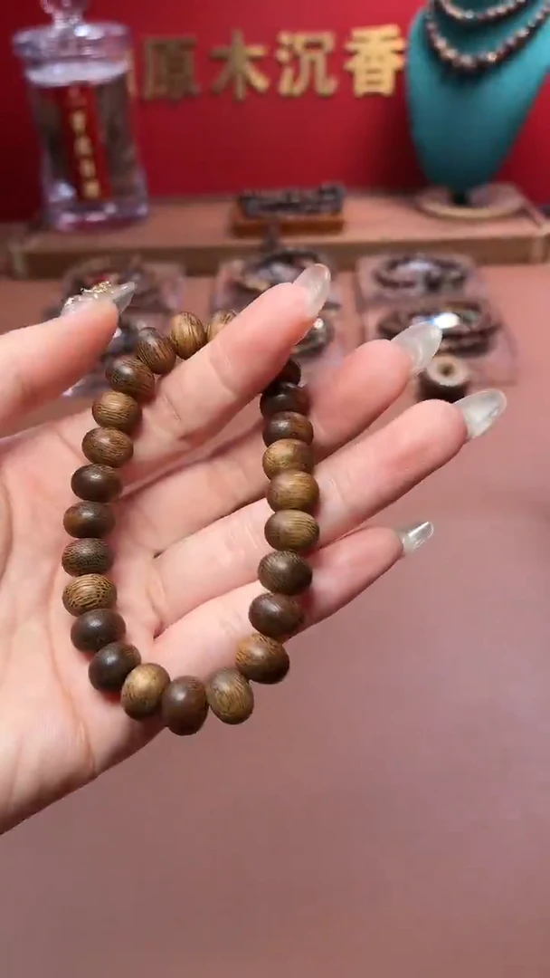 沉香手串沉水越南芽庄雷击黄棋7*10mm算盘珠沉水料