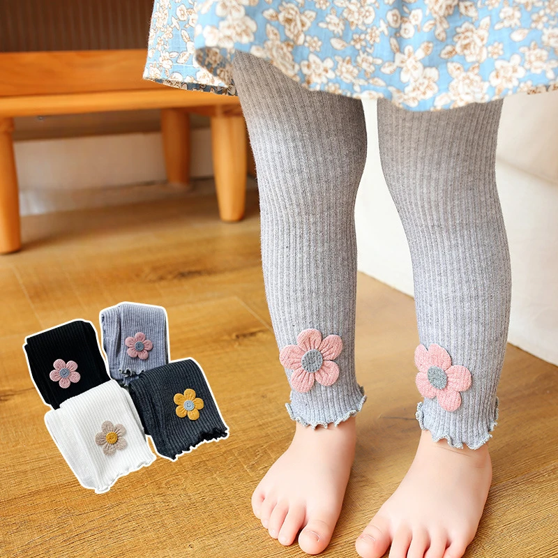 2025爆款两用裆婴儿太阳花春秋九分裤女童宝宝高弹打底裤薄连裤袜