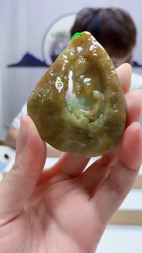 未镶嵌定制翡翠4868zm-毛货挂件悟道88