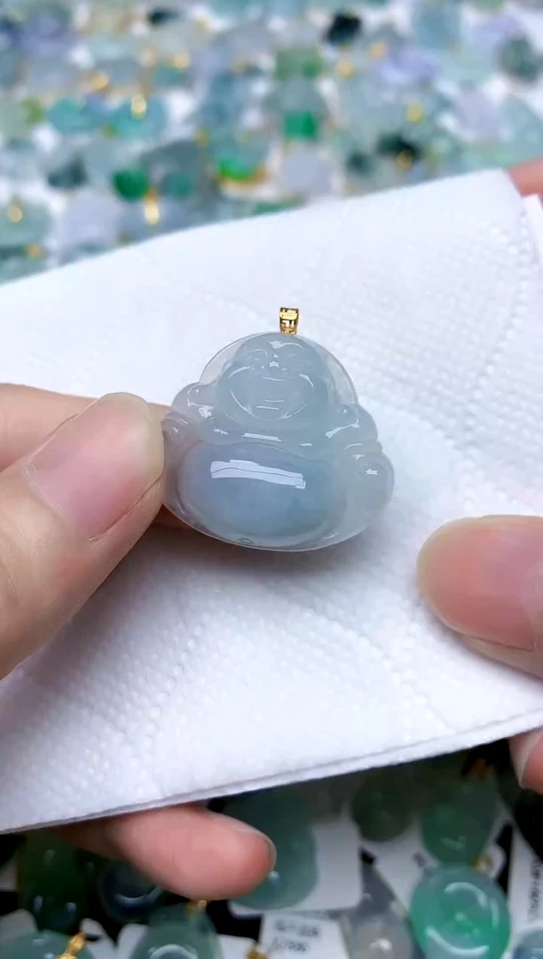 颈饰18K金镶嵌翡翠天然A货翡翠