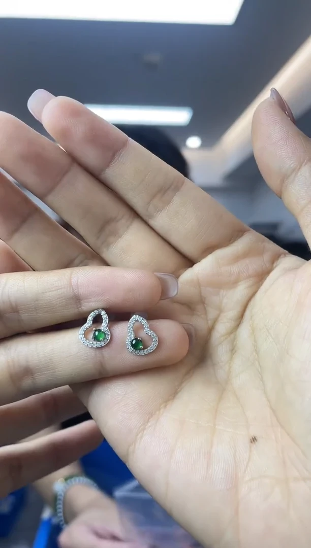 翡翠银S925镶嵌耳饰多样性一件发货