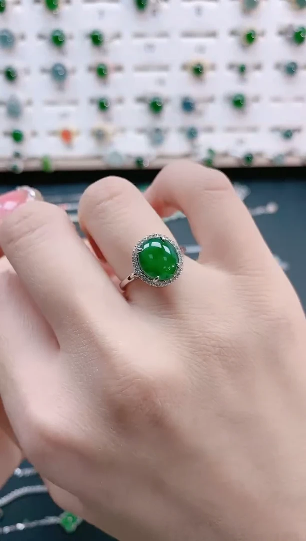 【闪购商品】翡翠戒指银S925镶嵌天然翡翠