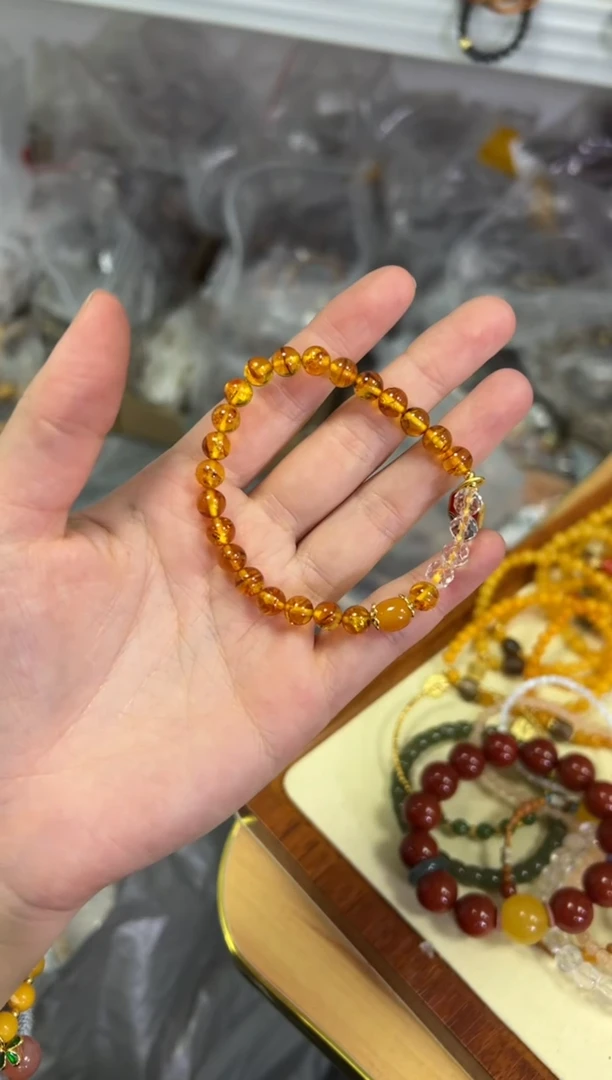 【闪购商品】琥珀手链未镶嵌琥珀花珀白水晶款手链[3299]