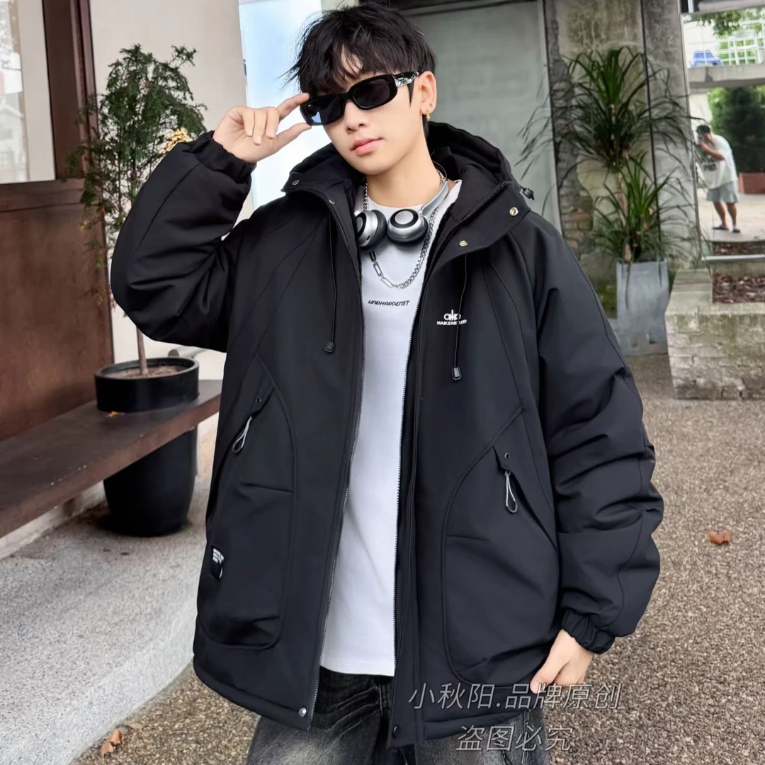 青少年男童派克服加绒加厚棉服外套