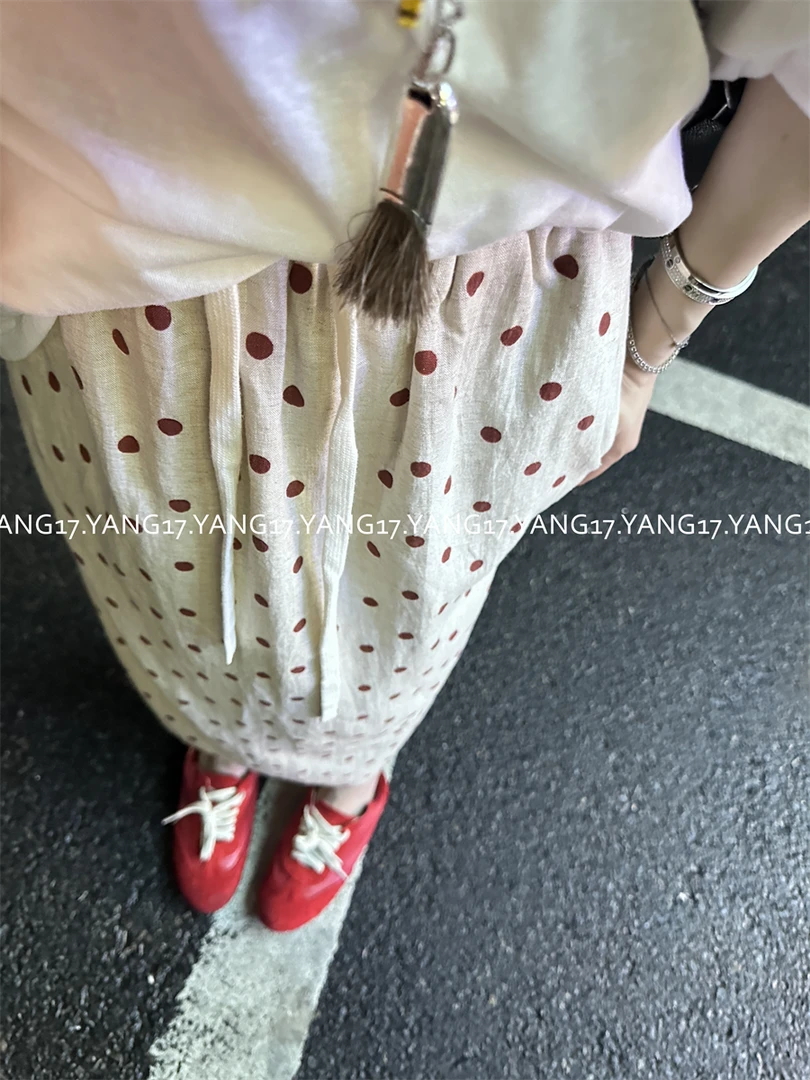 杨十七 夏日慵懒调！定制波点  亚麻天丝开叉半身裙