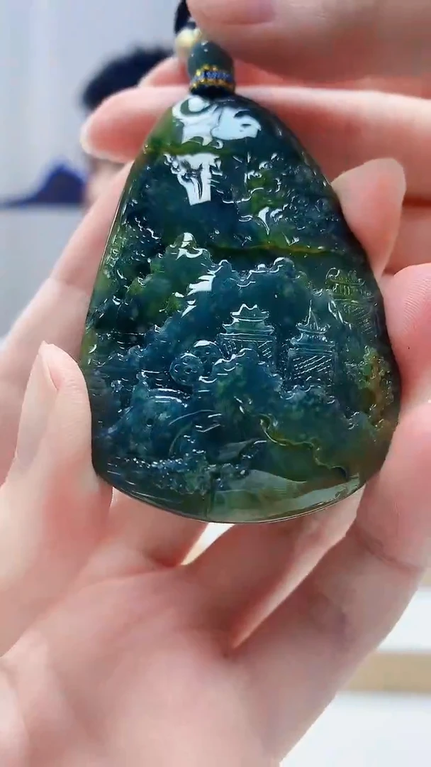 未镶嵌定制翡翠5028zm-毛货挂件山水89