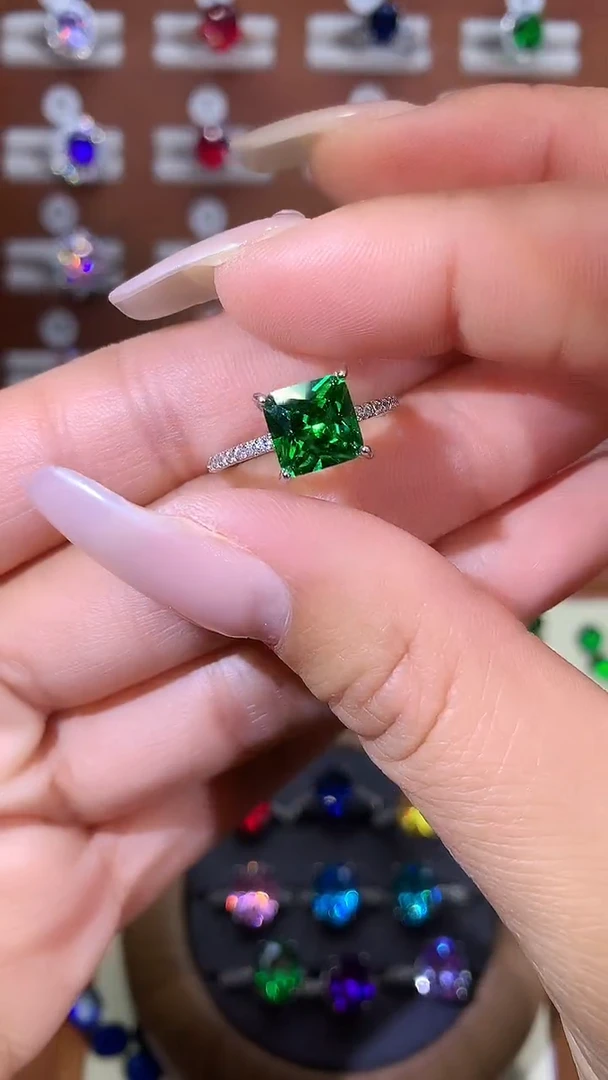 银S925镶嵌戒指碧玺8 白